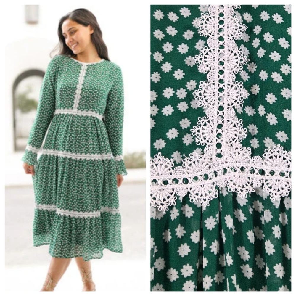 Dainty Jewells Summer Daze Floral Lace Tiered Dress